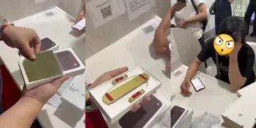 影/iPhone 18才剛賣就爆詐騙!越南男拿未拆盒變賣 店家「磁場觀察片識破」開箱全是填充物