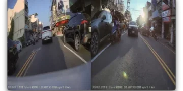 驚險瞬間！彰化騎士載2桶瓦斯自撞路邊車　人摔車道後方轎車險輾上