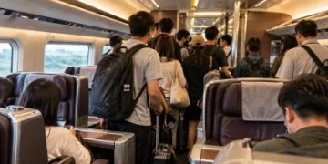 高鐵自由座擠進商務車廂!連假人潮塞爆 3天6班約30人違規站立