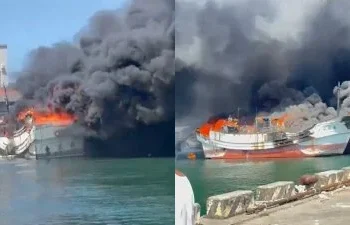 快訊／高雄旗津漁港火警！3艘漁船陷火海　全力搶救中