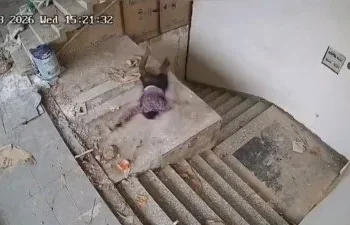 影／三樓粉刷突失衡！印度工人摔落「撞破木製平台再摔一樓」　當場身亡影片曝光