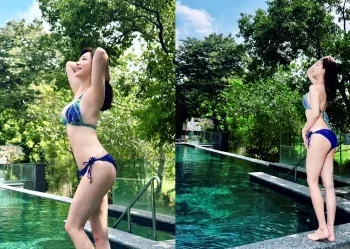 8點檔女神信守「破萬讚承諾」！正面照：泳衣太小超緊繃